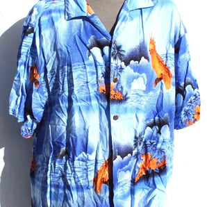 Vintage Wingo Men’s Retro Hawaiian Hawaii FlowersTiki Button Up Shirt Lrg