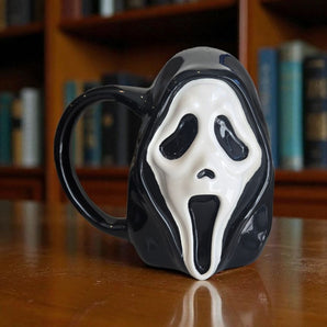 New Balck & White Scream Ghost Face Sculpted 16 oz. Ceramic Cup Coffee Mug