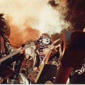 Vtg 1970s Gene Simmons Concert Tour Preforming Full Kiss Band Music Photo #2996