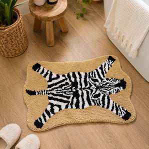 New Animal Zebra Micorfiber Bathroom Bath Rug 20 in X 30 in Rubber Bottom