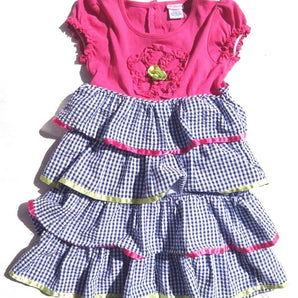 Girls Kids Size 5 Pink Checkered Youngland Fluffy Summer Dress 