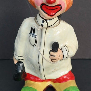 Vintage 1980's Paper Mache (Funny) Doctor Clown Table Top Statue Art #2