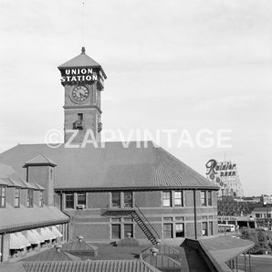 Vtg 1957 Portland Oregon Train Union Station (Rainier Beer) Photo Image #1713