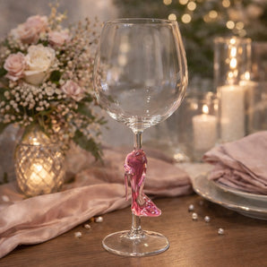 New Girly Pink Red Wine Glasses Cup W/ Glass High Heel Stem Birthday Mothers Day