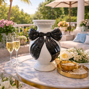 New Black & White Large Bow Decorative Flower Table Vase Room Decor
