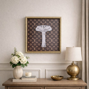 New Louis Vitton Inspired Sink WAll Art Gold Frame Bathroom Decor Print
