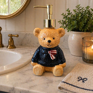 New Ceramic Dabney Lee Teddy Bear American Soap Dispenser Kitchen / Bathroom