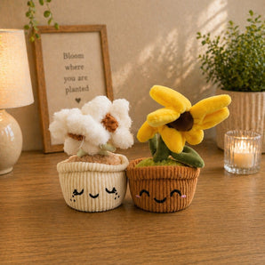 New Linzy Toys Plant Pals Buddies Potted Plush Stuffed Toy Yellow Flower Decor