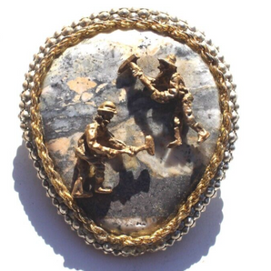 Vintage Gemstone (Agate Stone Geode Crystal) Cowboy Western Tie Clip Decor