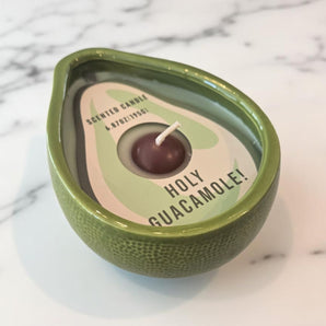 New Green Ceramic Avacado Holy Guacamole Funny Gag Gift Candle Room Decor
