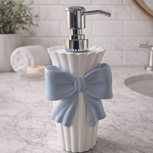 New Victorian Soap Dispenser White & Blue Bow Coquette Bathroon Vanity Decor