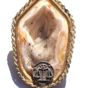 Vtg Justice Gemstone (Agate Stone Geode Crystal) Cowboy Western Tie Clip Decor