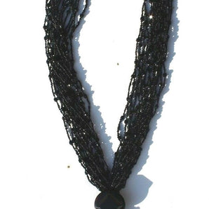 Black Fashion Cocktail  Long Beaded Rope Cuff Neck Costume Jewelry Necklace 