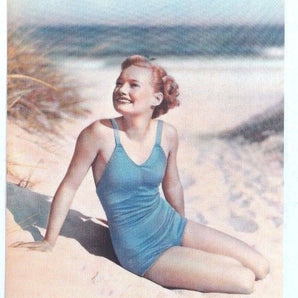 Vintage 1950's Pin Up Girl  On Beach MWM Color Litho Giant Post Card