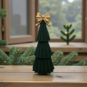 New Royal Green Velvet Large Christmas Tree W/ Gold Bow Figure Room Decor