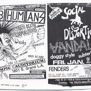 Vtg Jan 8, 1983 Social Distortion / Aug 27th Wasted Youth Rock Concert Flyer