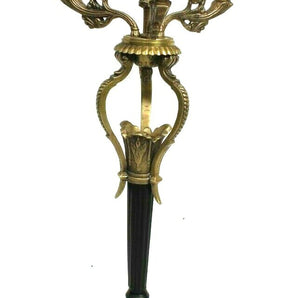 Vintage Gold & Black Hollywood Regency 3 Arm Candle Holder 