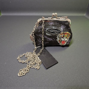 New Black ED HARDY Tiger Mini Crossbody Chain Kiss Lock Coin Purse Charms Bag