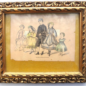 Vintage PETERSONS MAGAZINE Clipping (OCT 1867) Children's Fashions W/ Frame 