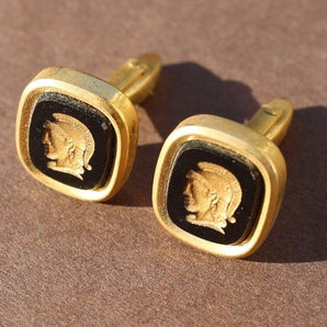 Vintage No Name Gold Tone Trojan Men's Cuff Links