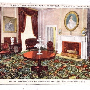 Vtg 1950s Where STEPHEN COLLINS FOSTER Wrote "My Old Kentucky Home" Postcard