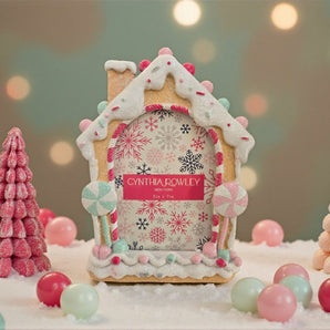 New Pink Candyland Gingerbread House Christmas 5" X 7" Photo Frame Room Decor