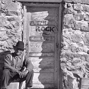 Vintage 1900's Worker Man Building Anvil Rock Lookout Site Photo (Front Door) 