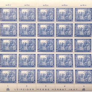 Vintage 1947 LEIPZIGER MESSE 75 Full Sheet Stamps (25) Complete (Deutsche Post)