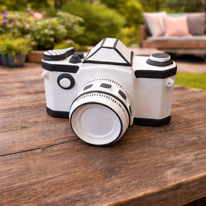 New LARGE Ceramic White & Black Camera Decor Statue Figurine Art Deco Room Decor
