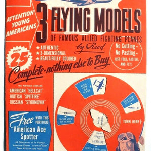 NOS 1944 American Ace Spotter 3 Flying Models Punch-Out Planes Reed & Associates