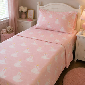 New Pink Baby Girl Princess Of The Swan Size Sheet Bedding Set Bed Room Twin