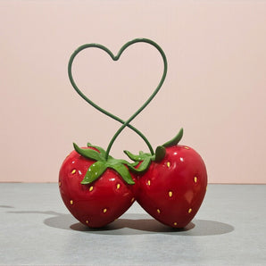 New Large Red / Green Summer Valentines 2 Twisted Strawberries Figure Room Decor