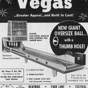 Vtg 1967 Vegas Bowling Coin Operated Machine Ad / Advertisement 