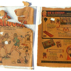2 Vtg 1940 Joe Palooka Collectables Gear Toy Store Advertising Ad 
