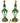 Antique Art Nouveau Art Deco Gold / Green Enamel Glass Jugendstil Lamps Pair
