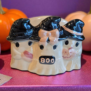 New Ceramic Pink Girly Halloween 3 Girl Ghosts BOO Dinning Napkin Holder
