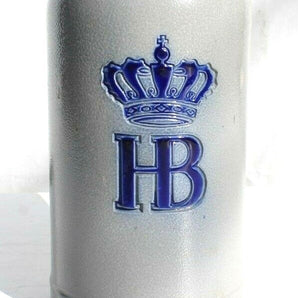 Vintage HB Hofbrauhaus Beer Stein Mug Blue Logo Liter Stoneware Germany Blue