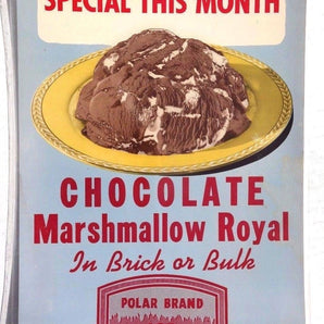 Vtg Chocolate Marshmallow Roya Ice Cream Advertising Sign / Poster / Lithograph