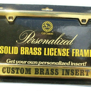 Sealed Vintage 1983 Cal Custom License Plate Frame Brass - Custom Insert