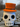 New Halloween Spooky Ceramic Skull W/ Orange Top Hat Cookie Jar Decorative