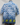 Vtg  INTRINSIC Blue Asian Dragon Mens Collar Button Up Rayon Shirt Large