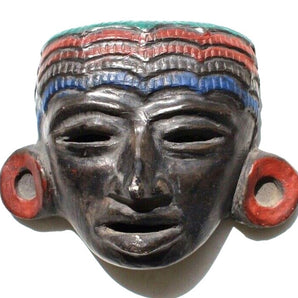 Vtg Ethnic Tribal African Porcelain Pottery Art Man Head Wall Plaque Hanging
