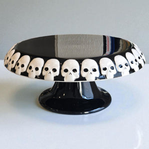 New Ceramic Halloween Black & White Skull Dessert / Cake & Cupcake Party Stand