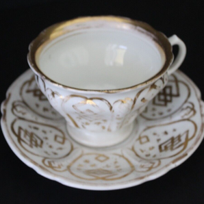 Vintage Royal Porzellan Bavaria KPM Demitasse Tea Cup and Saucer White & Gold