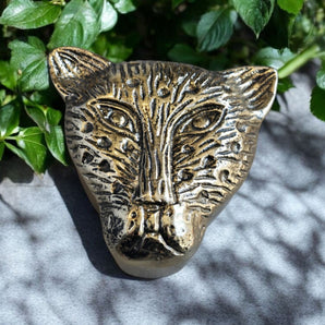 New Metal Jungle Gold Cheetah Tiger Face Head Storage Jewelry Trinket Box Decor