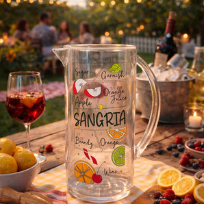 New Large Clear Beverage Plastic Pitcher Sangria Spring Summer Party BBQ