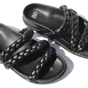 New BP Keaton Flat Slide Sandal Braided Straps Faux Leather Women's 4.5