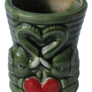 Vintage Glazed Green Ceramic Kissing Elephant Planter W/ Trunks Love Heart