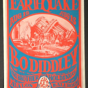 Vtg Big Brother & The Holding Company Bo Diddley Family Dog Earthquake Poster