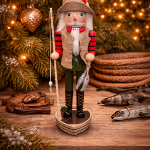 New Man Cave Fly Fisherman Christmas Holiday Nutcracker Room Decor Gift 14" Tall